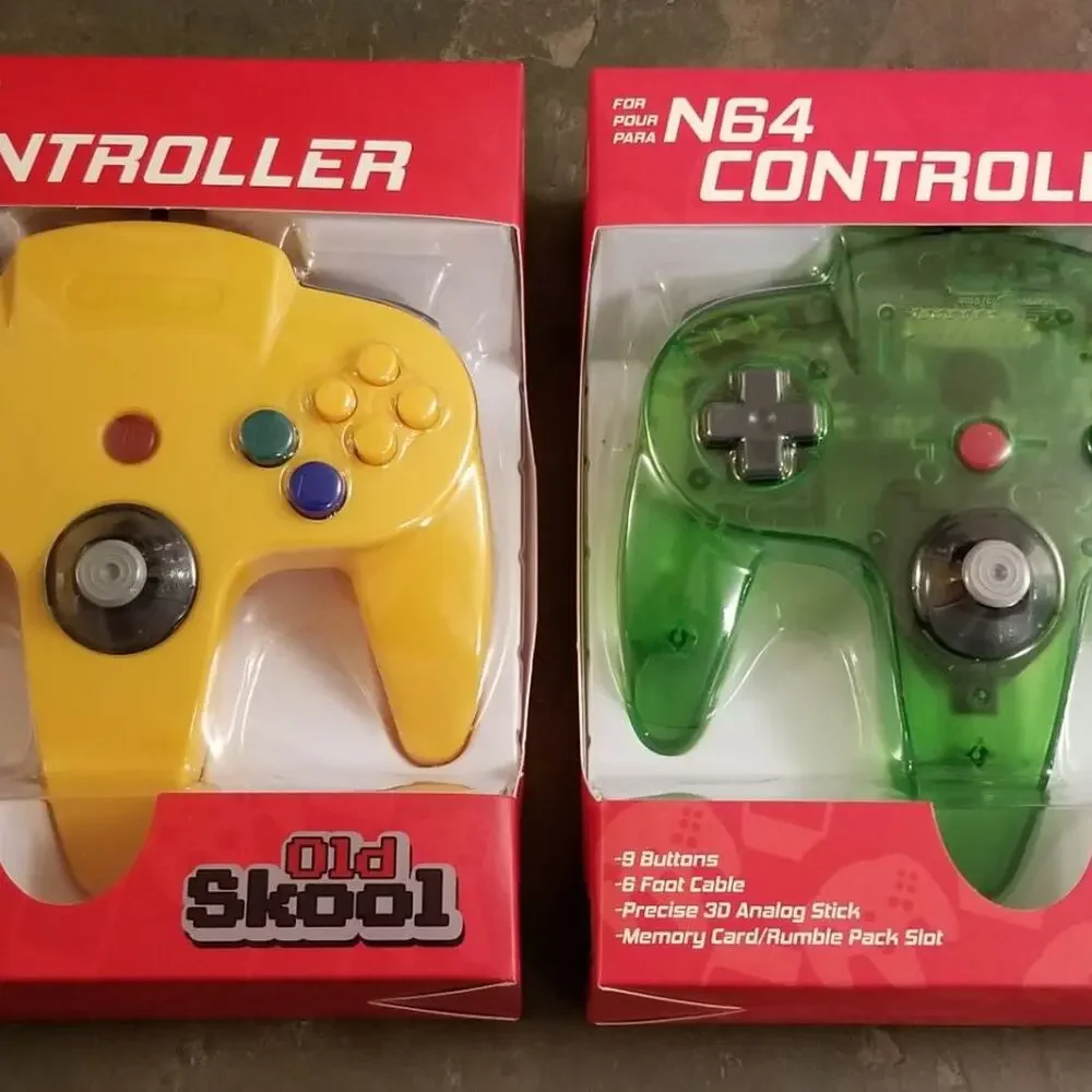 2 N64 Controllers - Yellow & Jungle Green (NEW) - Nintendo64 - Funtastic